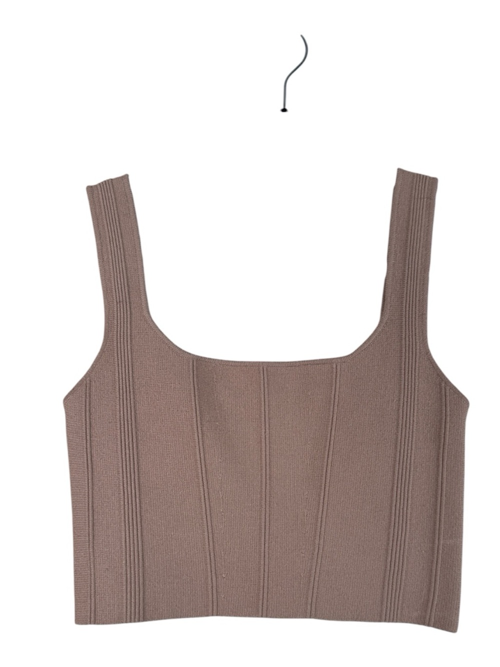 All Row Tan Ribbed Knit Cropped Tank Top Women S Basic Staple Neutral Minimalist